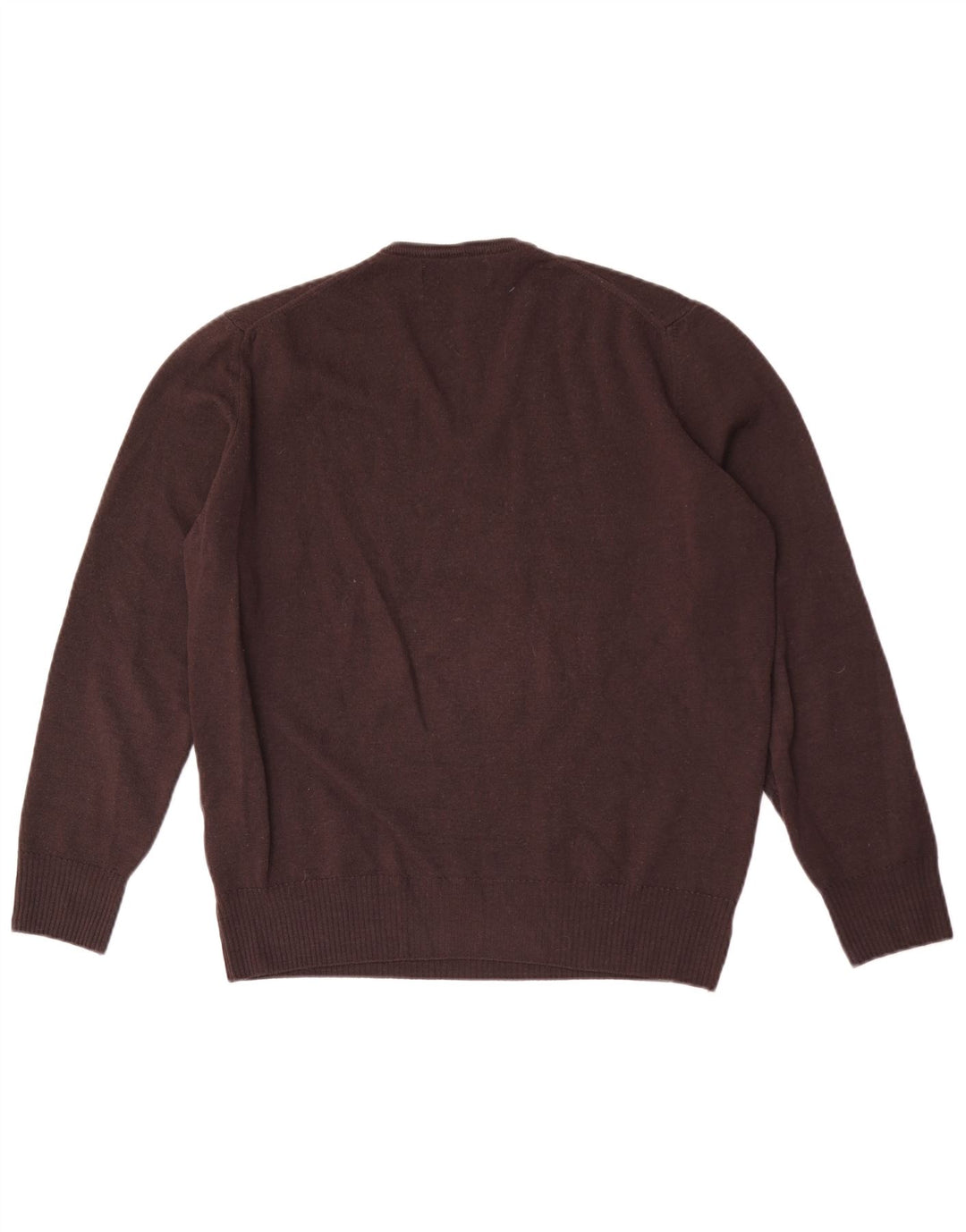 Zara Suéter masculino com decote em V XL lã marrom