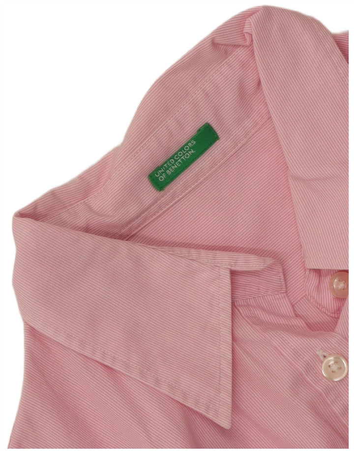 Camisa feminina Benetton UK 12 risca de giz rosa médio