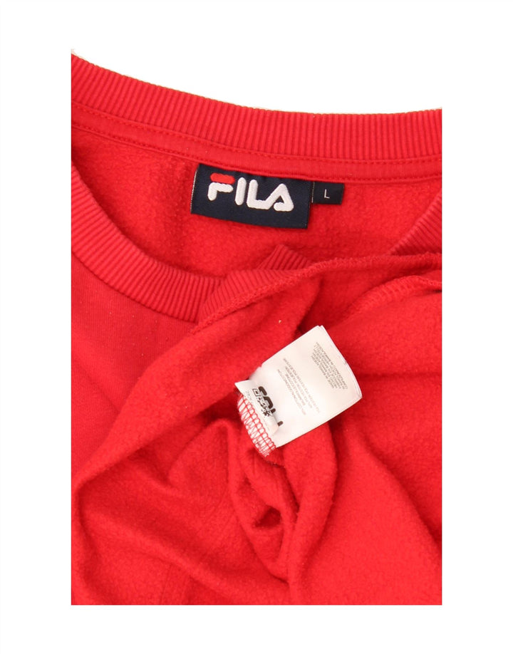 FILA Mens Graphic Sweatshirt Jumper Large Red Cotton Vintage Fila and Second-Hand Fila from Messina Hembry 