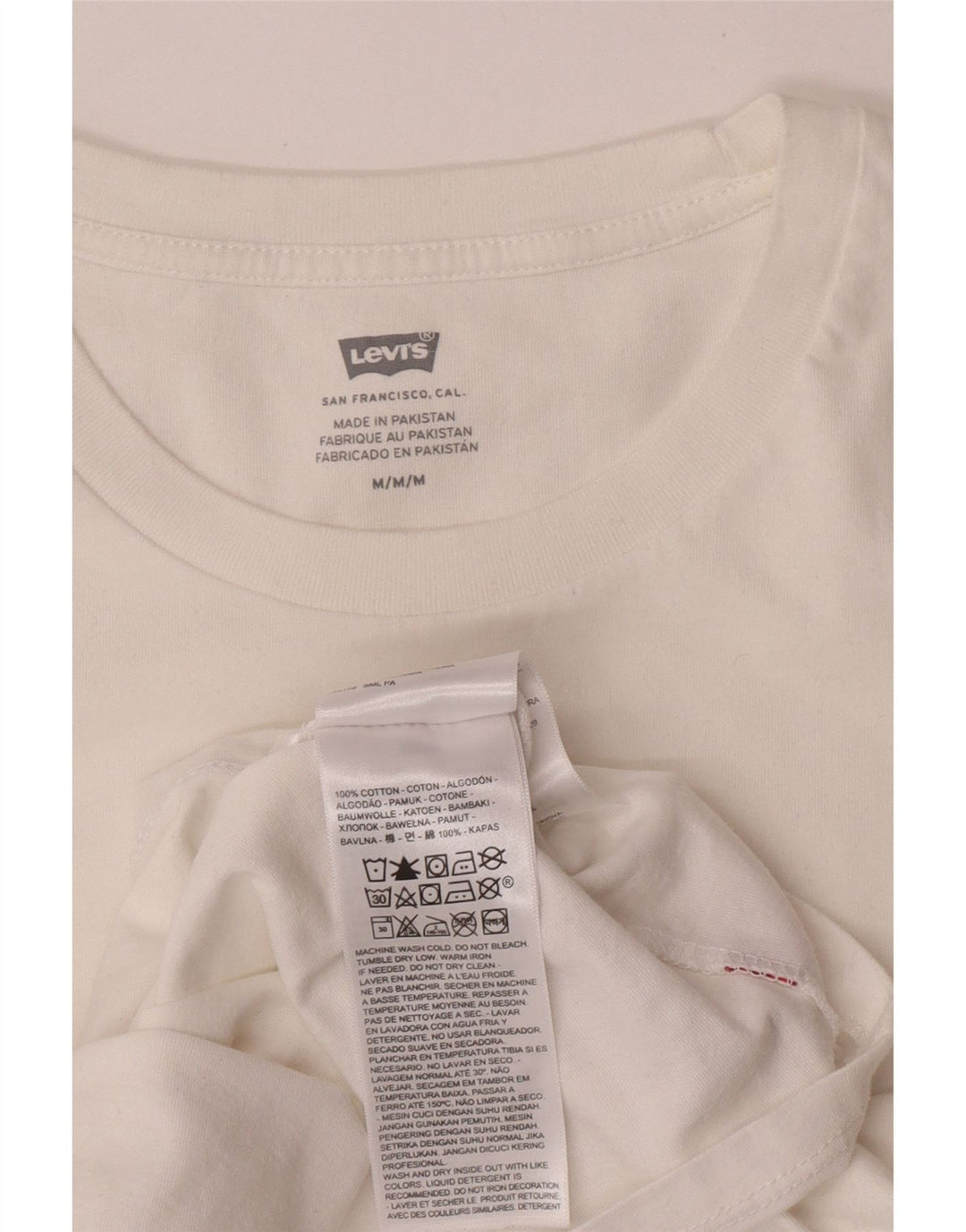 Camiseta feminina gráfica Levi's UK 14 algodão branco médio