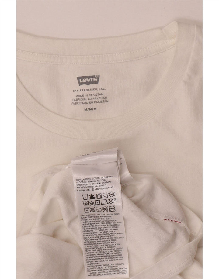 Camiseta feminina gráfica Levi's UK 14 algodão branco médio