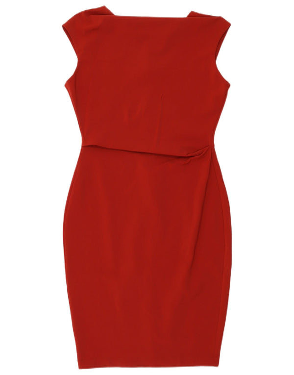 Vestido bodycon feminino sem mangas Zara UK 12 médio vermelho poliamida
