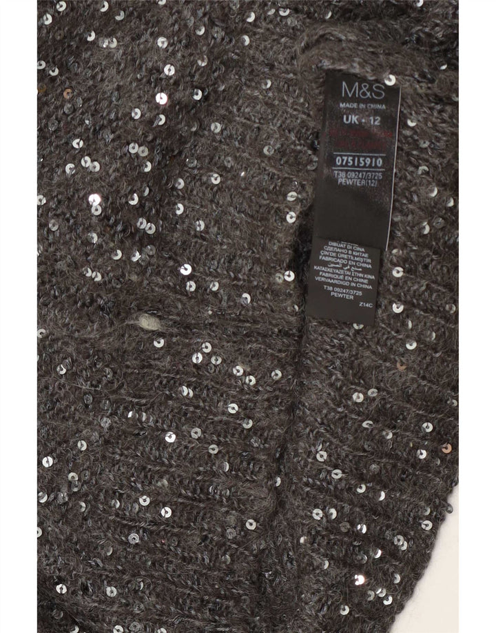 Suéter feminino Marks & Spencer com gola canoa e poliéster cinza médio