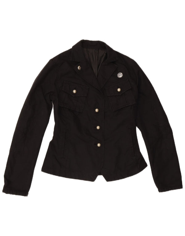 Jaqueta utilitária feminina vintage IT 40 algodão preto pequeno