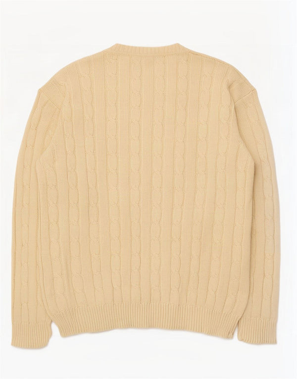 Suéter Cardigan Masculino Vintage XL Algodão Bege