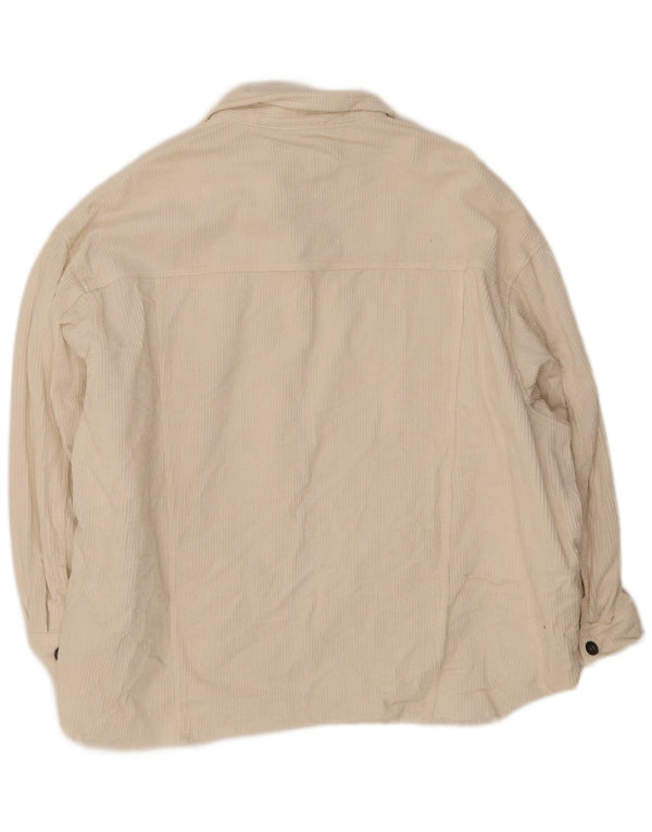 Jaqueta feminina de veludo cotelê Zara UK 20 2XL algodão branco