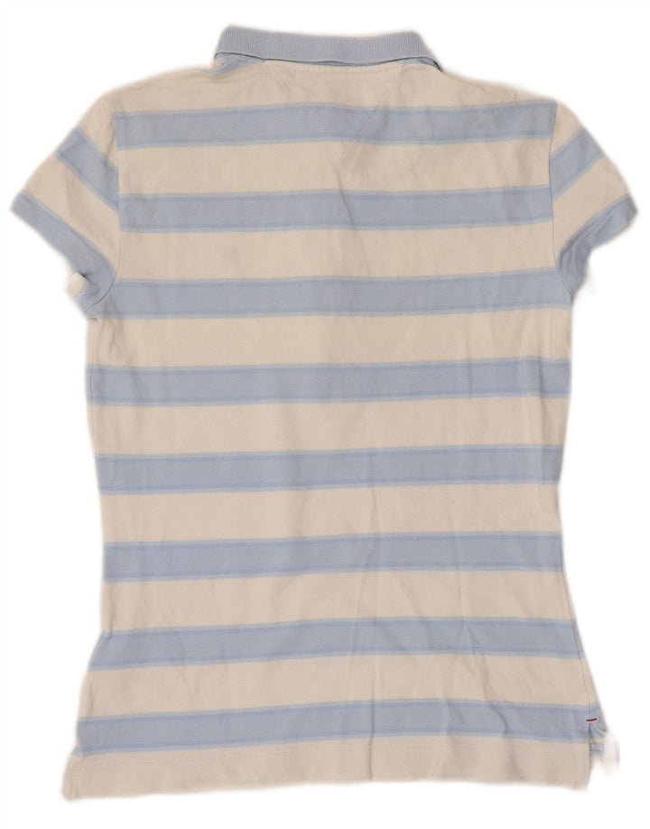 Camisa polo feminina TOMMY HILFIGER Reino Unido 6 XS algodão listrado azul
