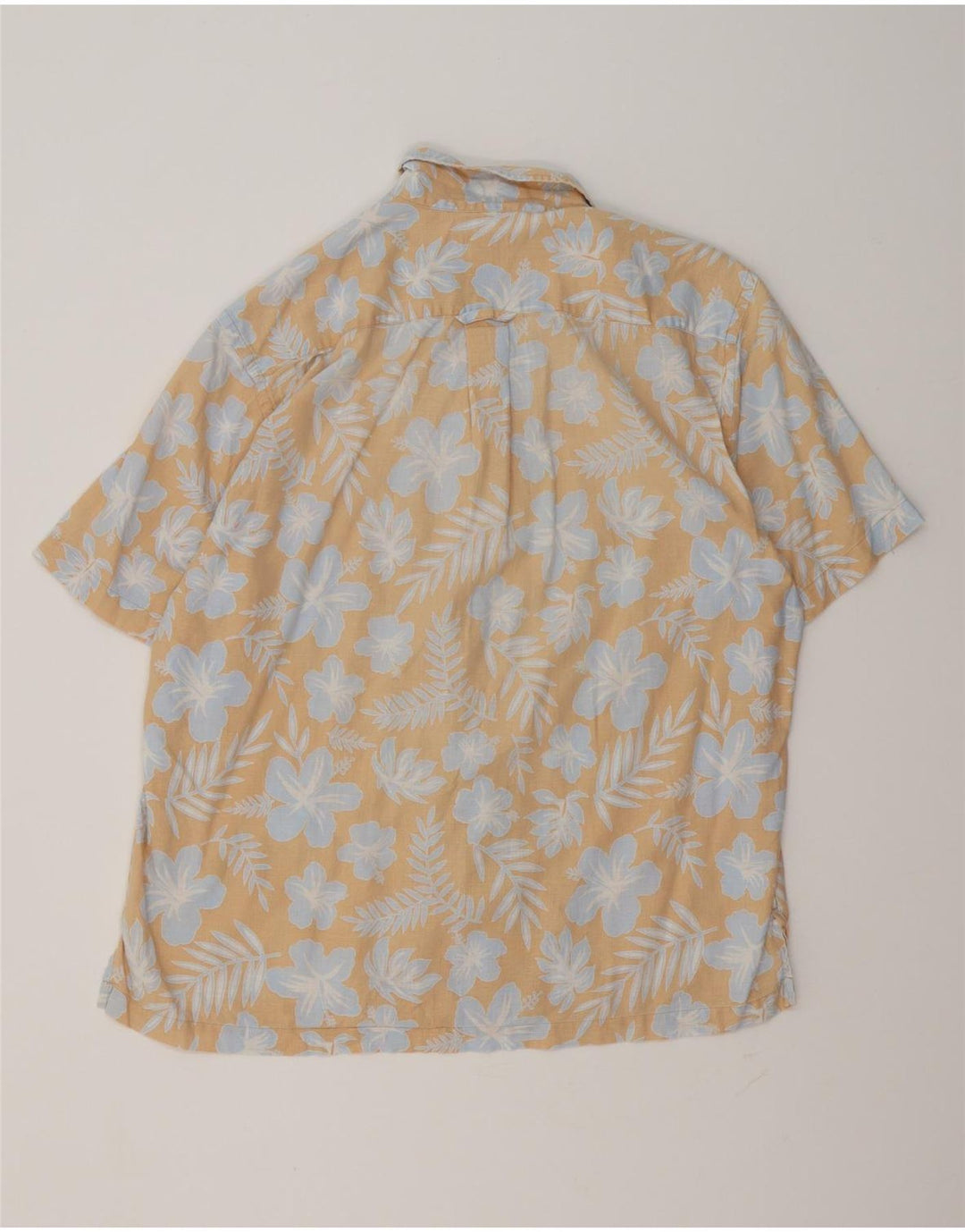 Gant Camisa masculina de manga curta com ajuste regular, linho floral bege grande