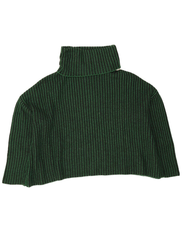 Zara Womens Oversized Roll Neck Jumper Sweater UK 14 Medium Green Striped
