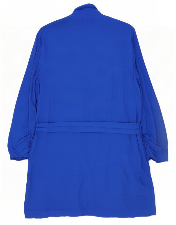 Top cardigã feminino Zara Longline UK 20 2XL azul viscose
