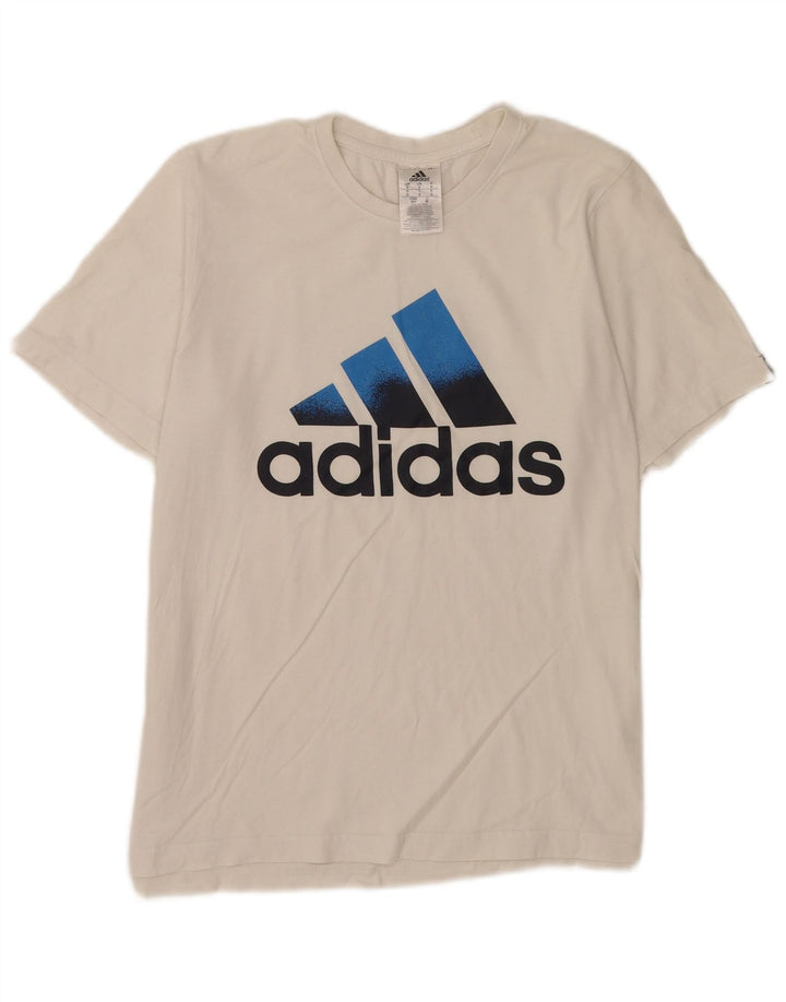Adidas Mens Graphic T-Shirt Top Pequeno Algodão Branco