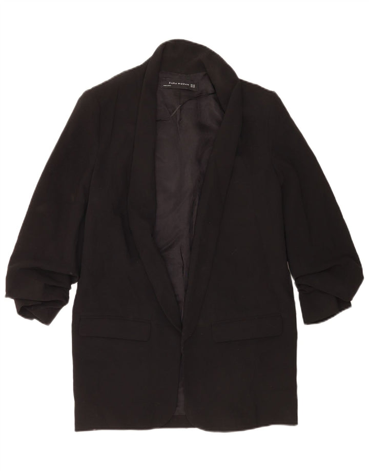 Zara Womens Open Oversized Blazer Jacket UK 6 XS Preto Poliéster