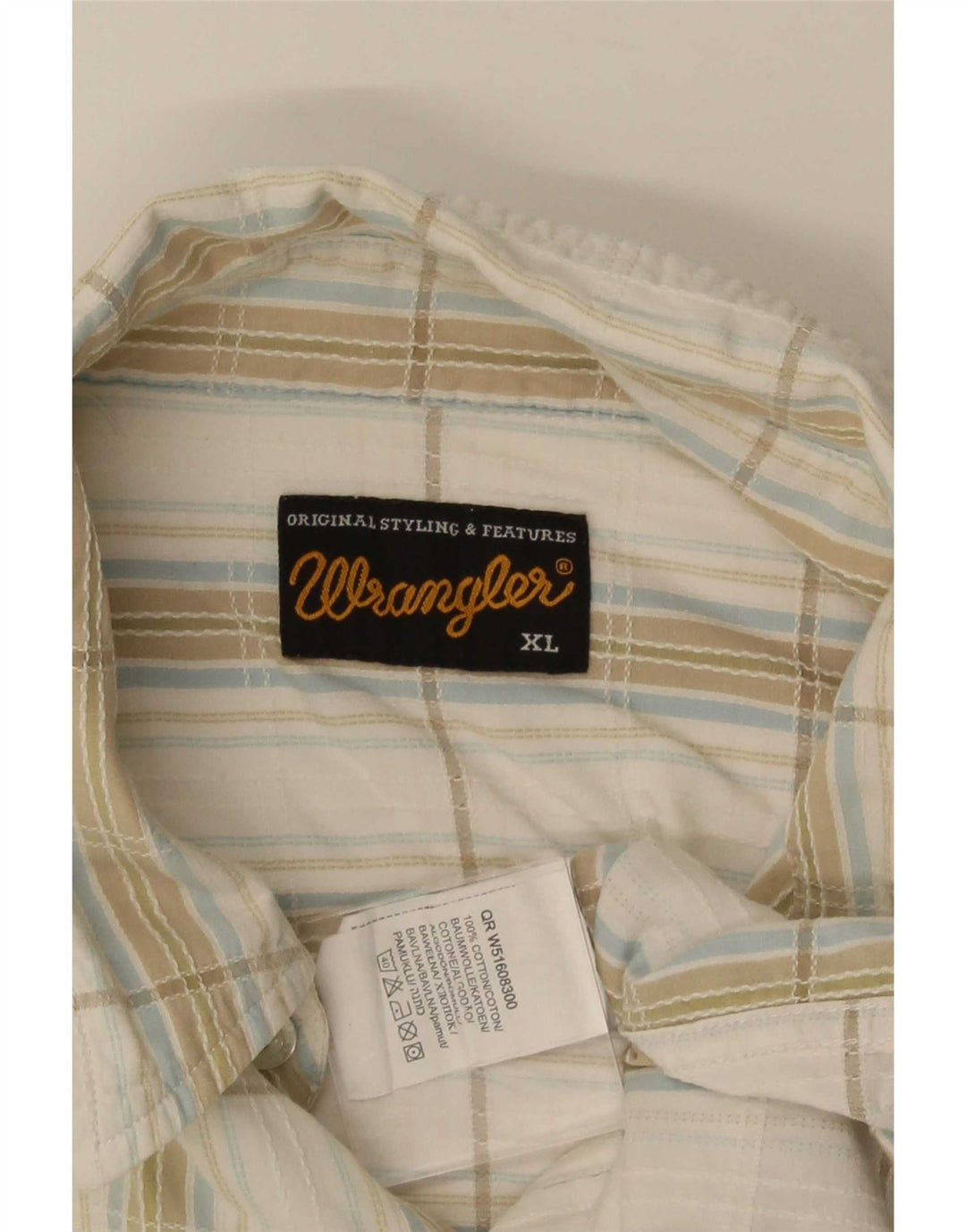 Camisa Masculina Wrangler de Manga Curta XL Xadrez Branco Algodão