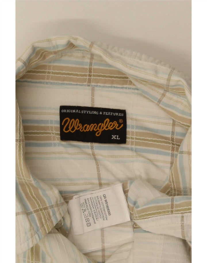 Camisa Masculina Wrangler de Manga Curta XL Xadrez Branco Algodão