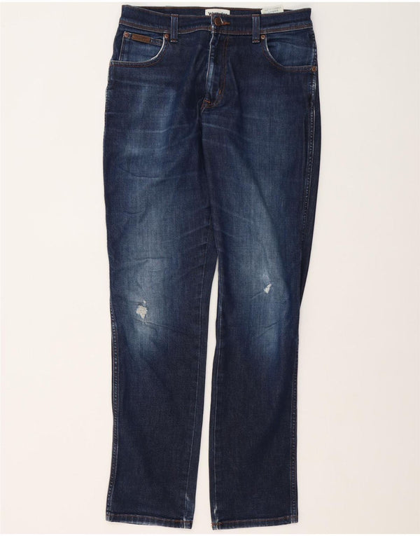Wrangler Masculino Texas Distressed Slim Jeans W31 L34 Azul Algodão
