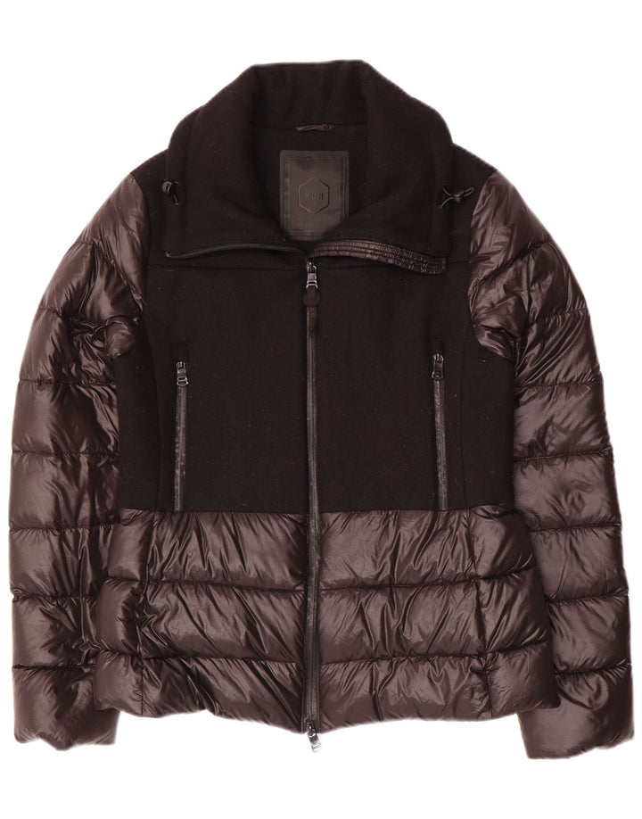 Jaqueta acolchoada feminina HOX UK 12 poliéster colorblock preto médio