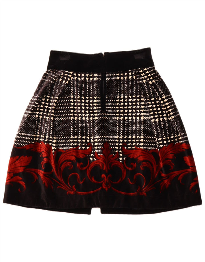 Saia feminina de veludo evasê BYBLOS IT 42 médio W28 algodão floral preto