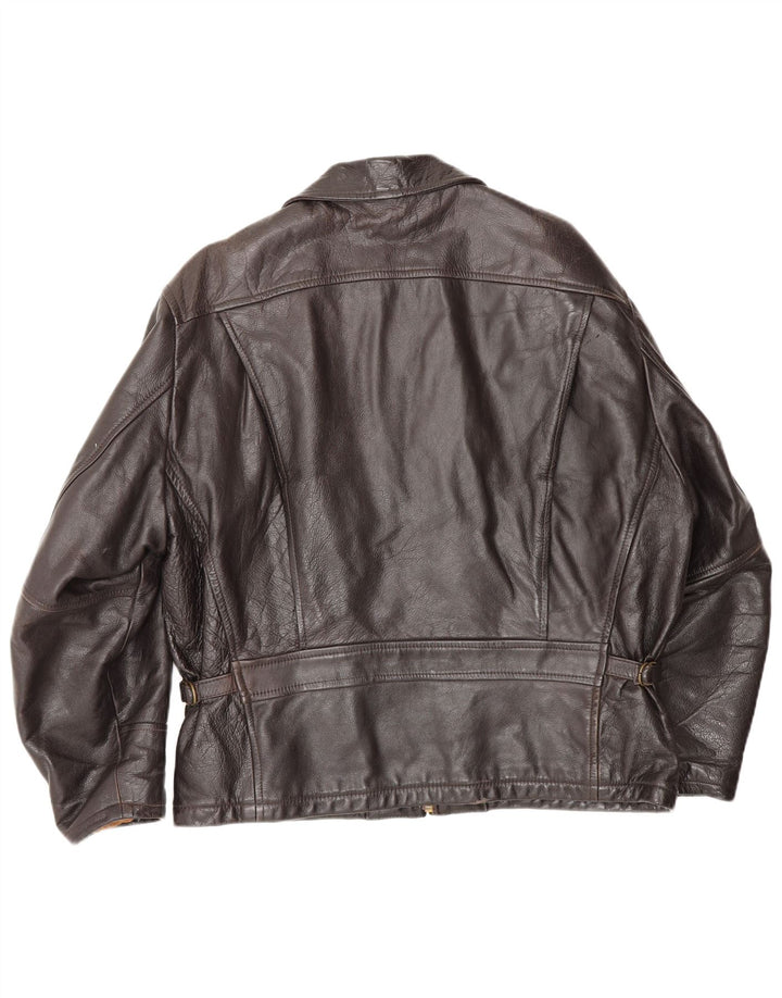 Jaqueta de couro masculina Stewart UK 40 grande marrom