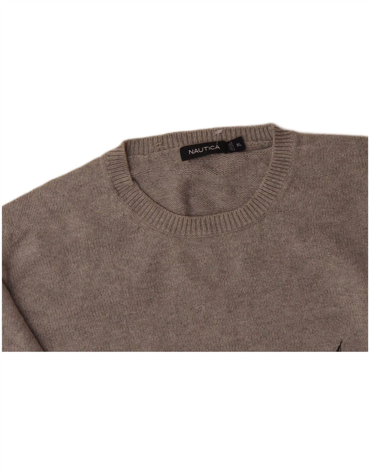 Suéter masculino NAUTICA com gola redonda XL algodão cinza