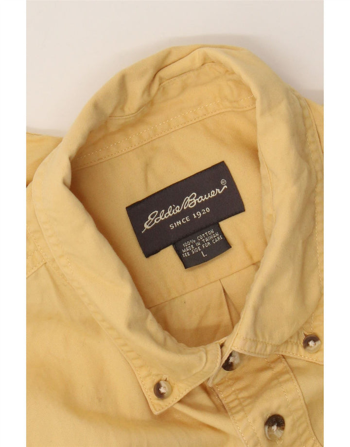 Camisa masculina de manga curta Eddie Bauer grande algodão amarelo