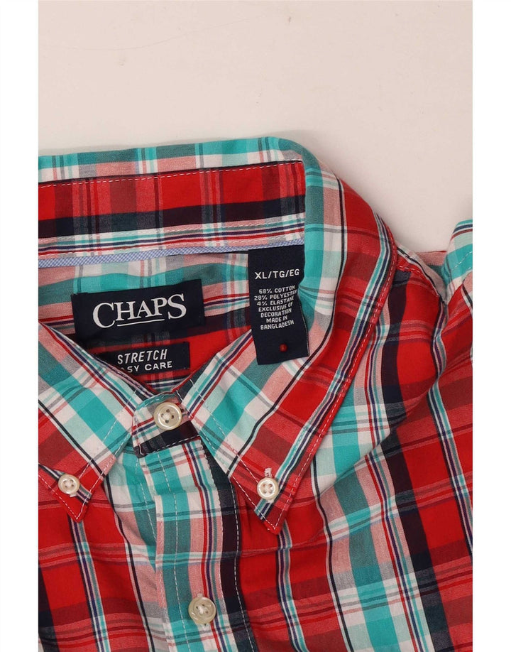 Camisa masculina Chaps Stretch Regular Fit XL de algodão xadrez vermelho