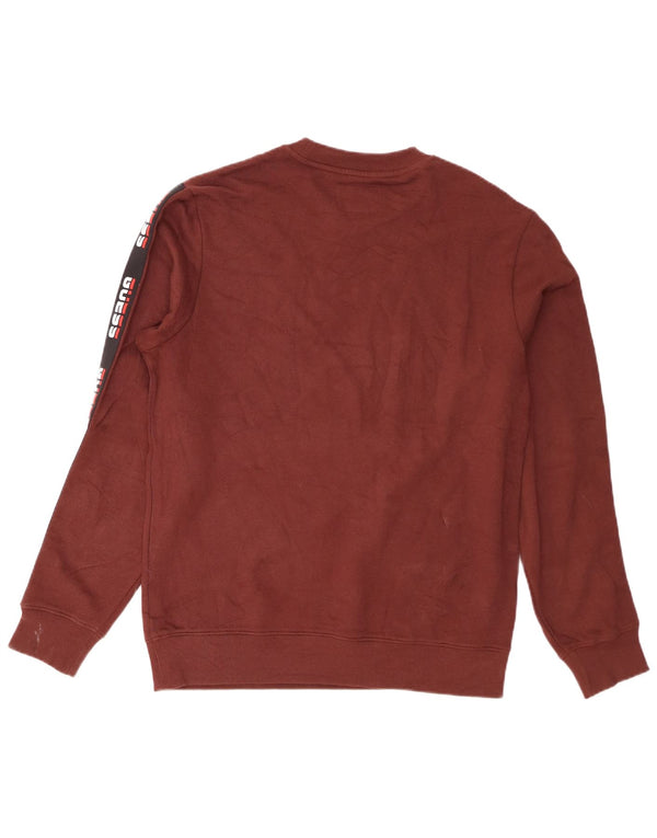 Guess Mens Graphic Loose Fit Moletom Jumper Pequeno Colorblock Marrom