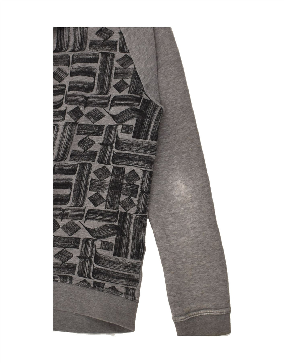 NIKE Womens Abstract Pattern Zip Hoodie Sweater UK 14 Medium Grey Cotton | Vintage Nike | Thrift | Second-Hand Nike | Used Clothing | Messina Hembry 