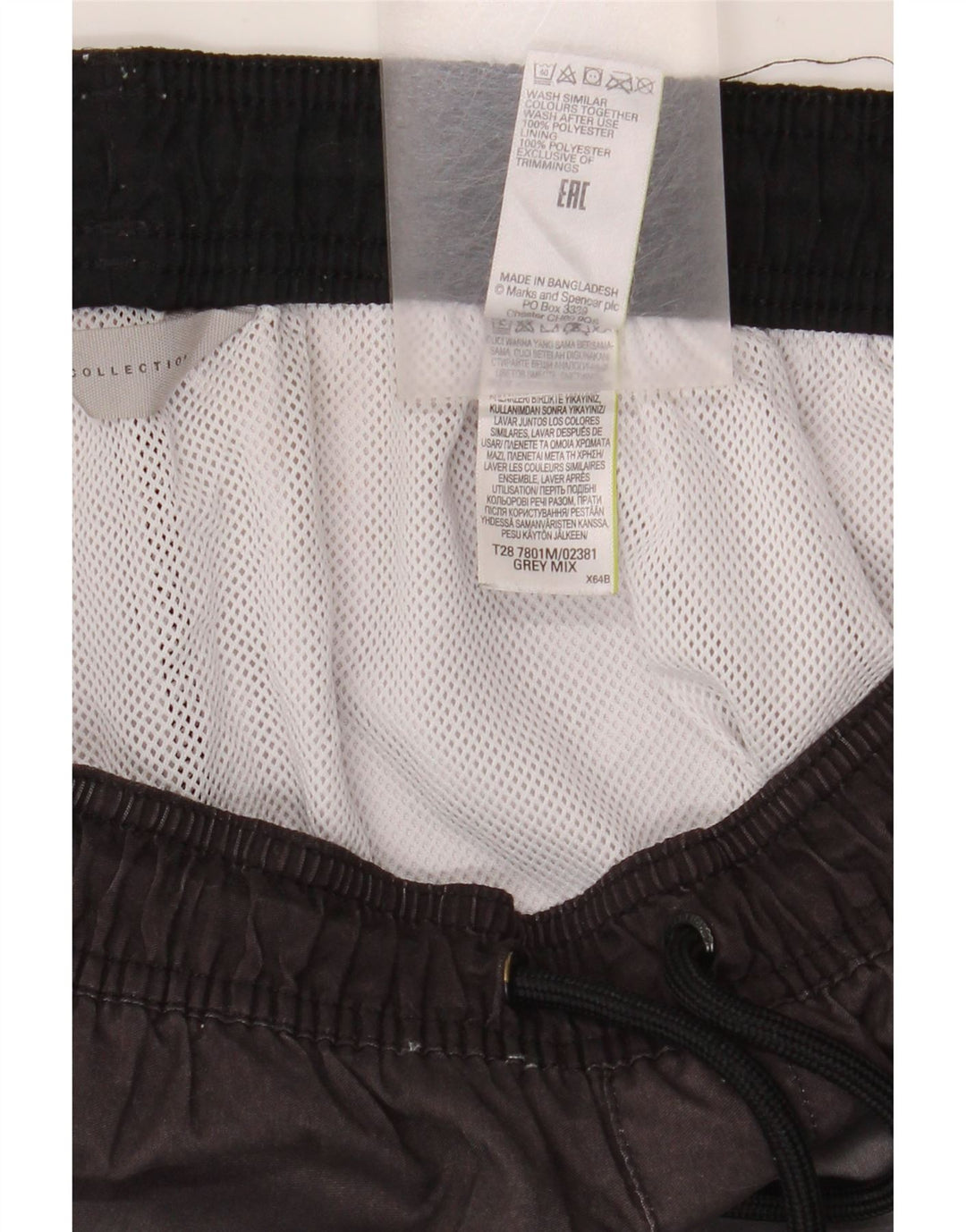 Shorts de natação masculino Marks & Spencer médio cinza colorblock poliéster