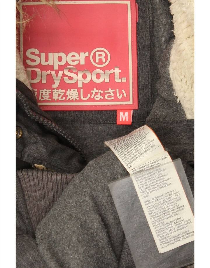Jaqueta acolchoada com capuz feminina Superdry UK 12 poliéster cinza médio