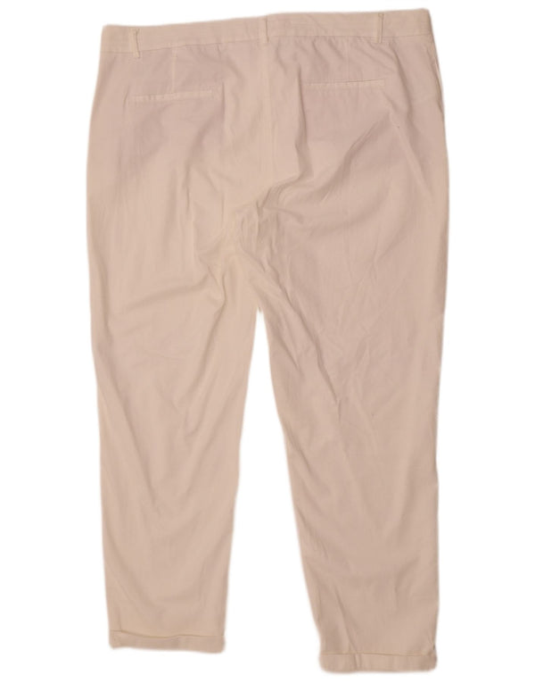 Calça chino reta feminina Laura Ashley Reino Unido 20 2XL W42 L27 algodão branco