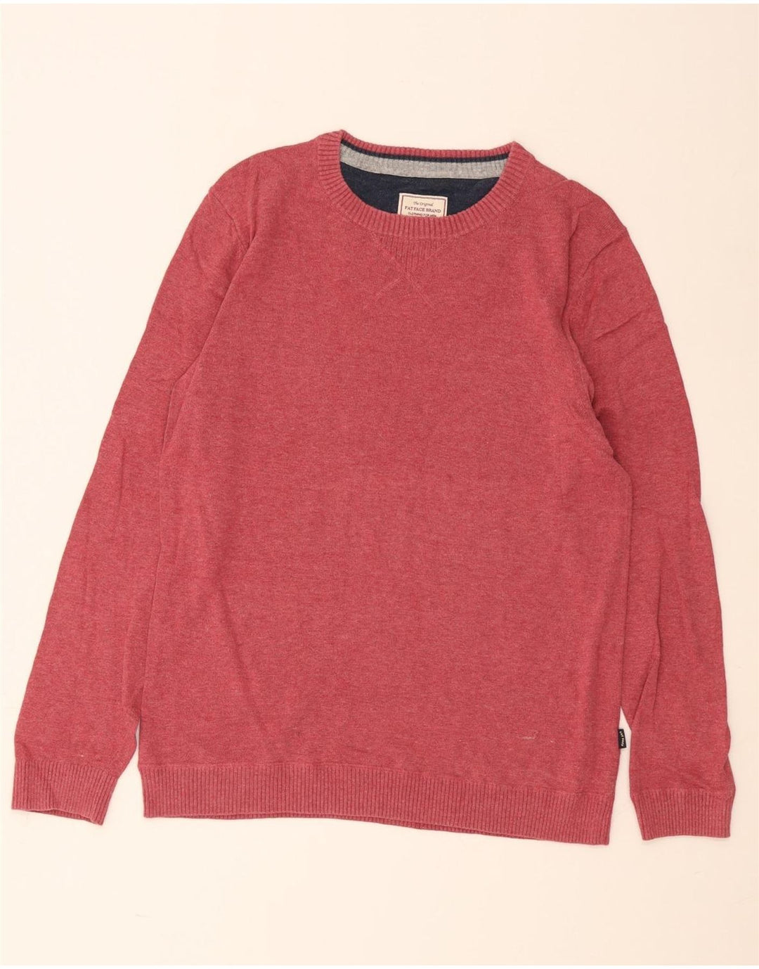Suéter masculino Fat Face com gola redonda e algodão vermelho médio