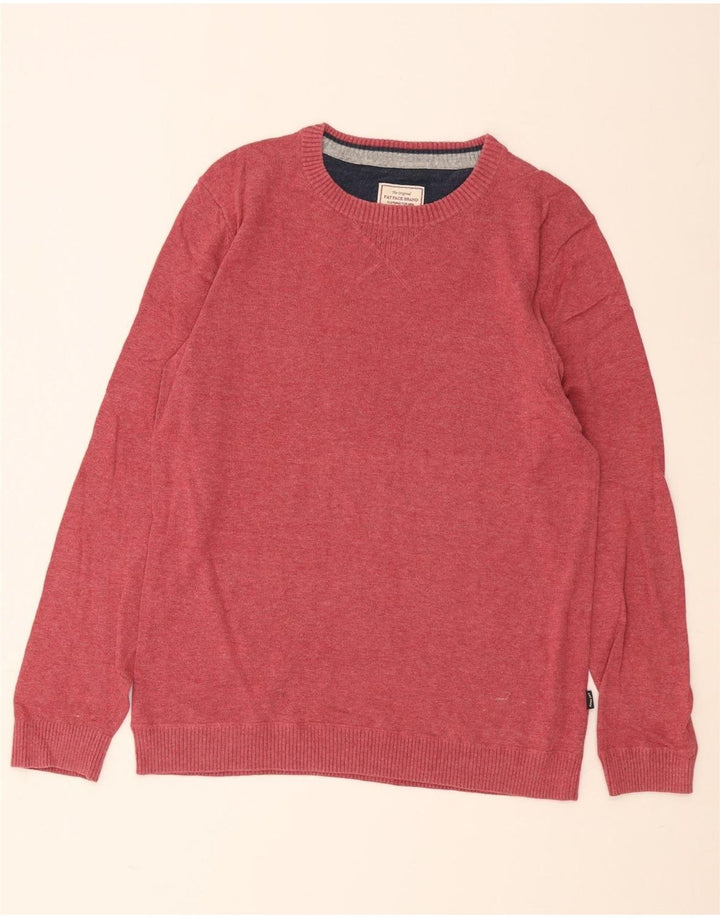 Suéter masculino Fat Face com gola redonda e algodão vermelho médio