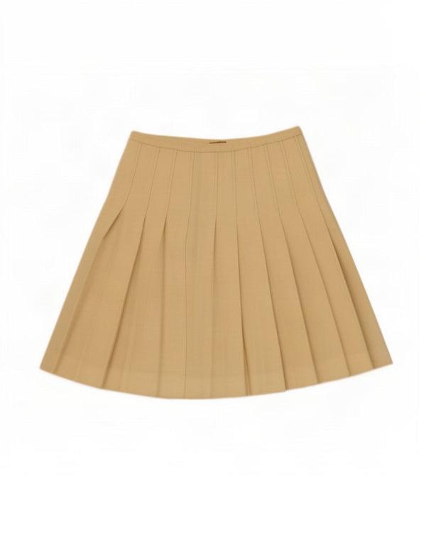 Saia plissada feminina vintage XS W24 bege