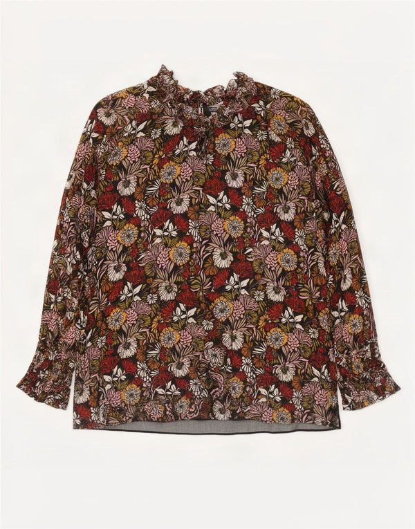 Blusa feminina de manga comprida Zara UK 10 pequena floral multicolorida
