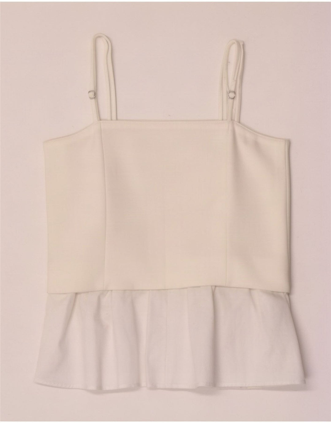 Zara Womens Cami Top UK 12 Médio Branco Colorblock Poliéster