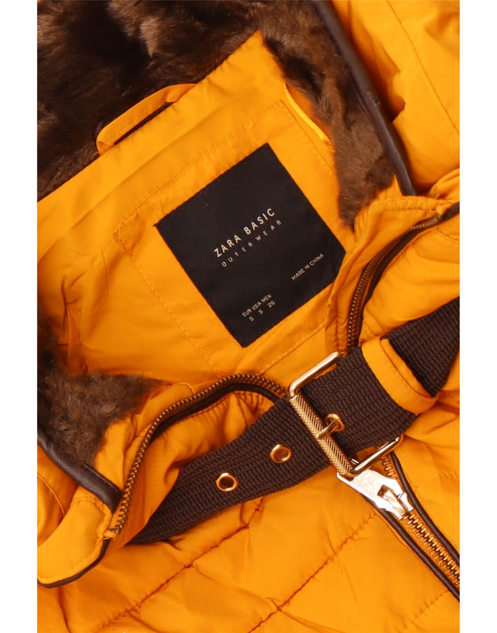 Jaqueta acolchoada feminina Zara UK 10 pequena amarela
