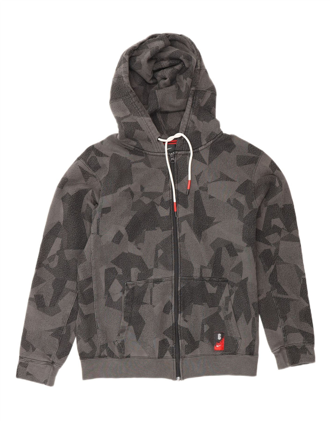 Suéter masculino NIKE com capuz e zíper cinza médio geométrico