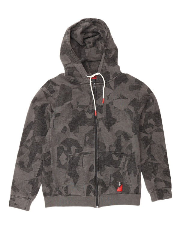 Suéter masculino NIKE com capuz e zíper cinza médio geométrico