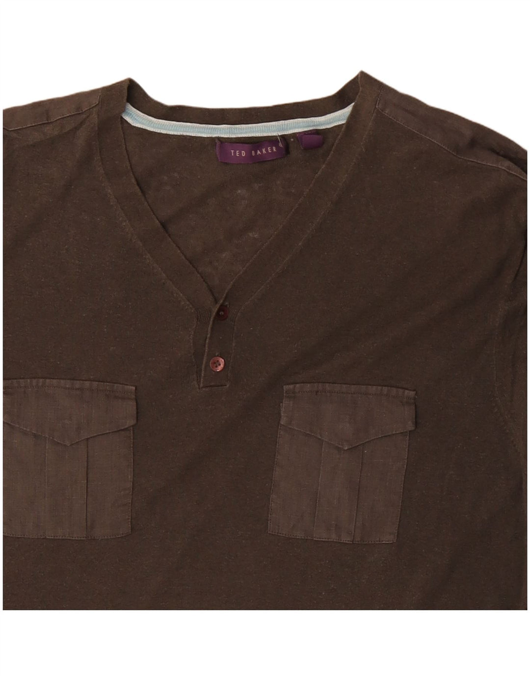 Camiseta masculina TED BAKER tamanho superior 6 2XL algodão cáqui
