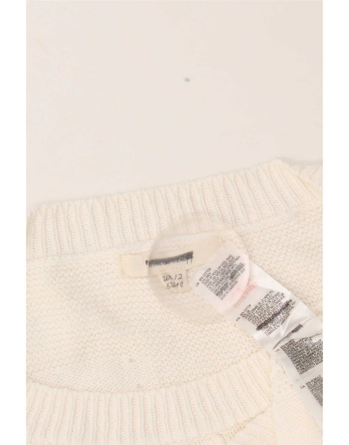 Suéter feminino branco com gola canoa e algodão médio Reino Unido 12