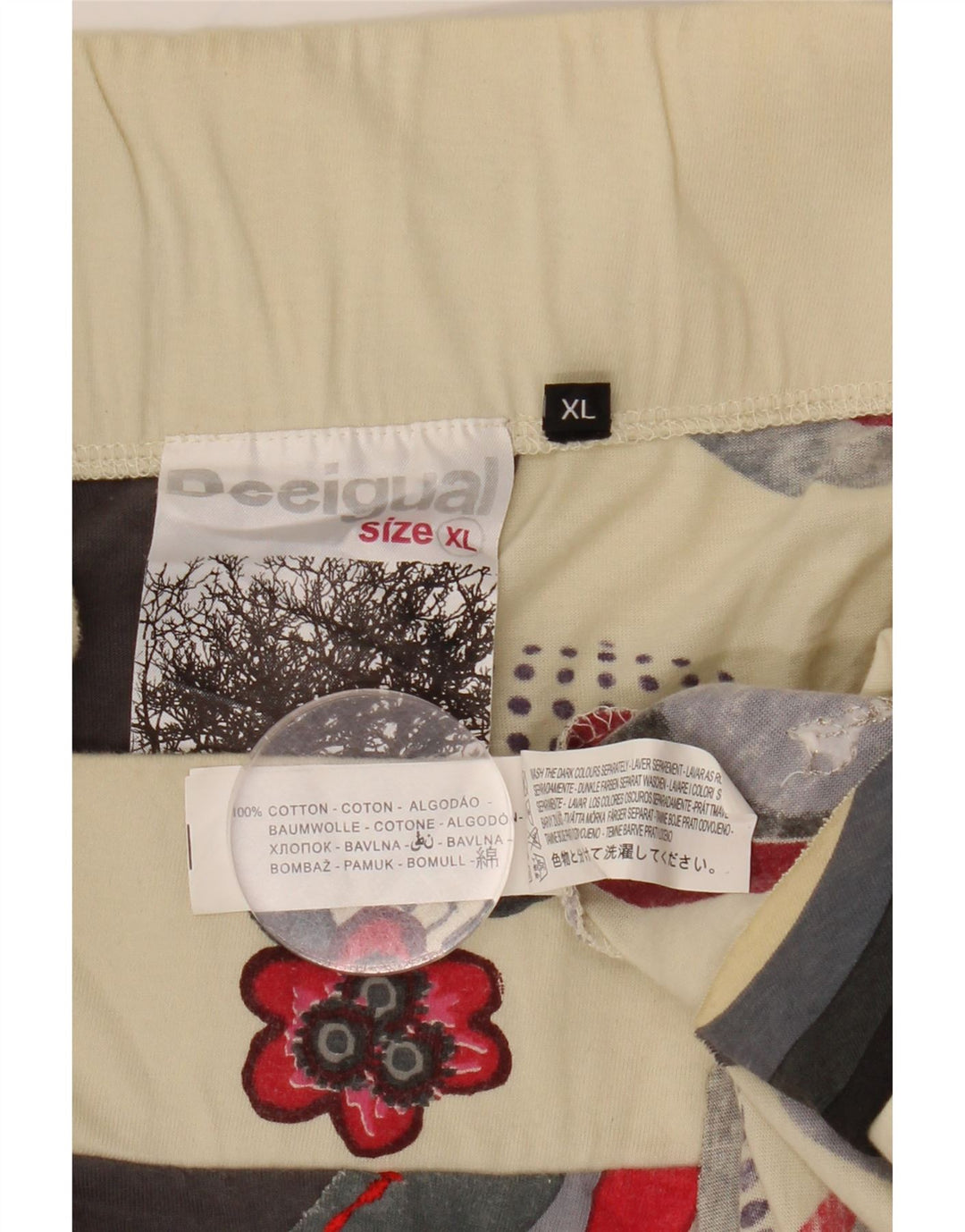 DESIGUAL Saia feminina gráfica assimétrica XL W32 floral multicolorido