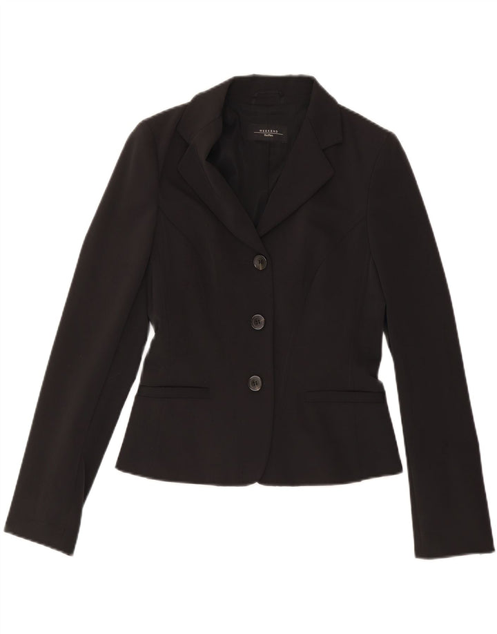 Jaqueta blazer feminina de fim de semana com 3 botões Max Mara Reino Unido 10 poliéster preto pequeno