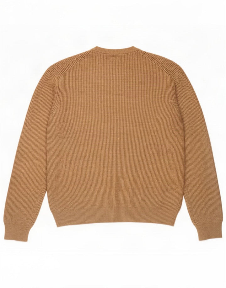 Suéter masculino Marks & Spencer com gola redonda, poliamida bege médio