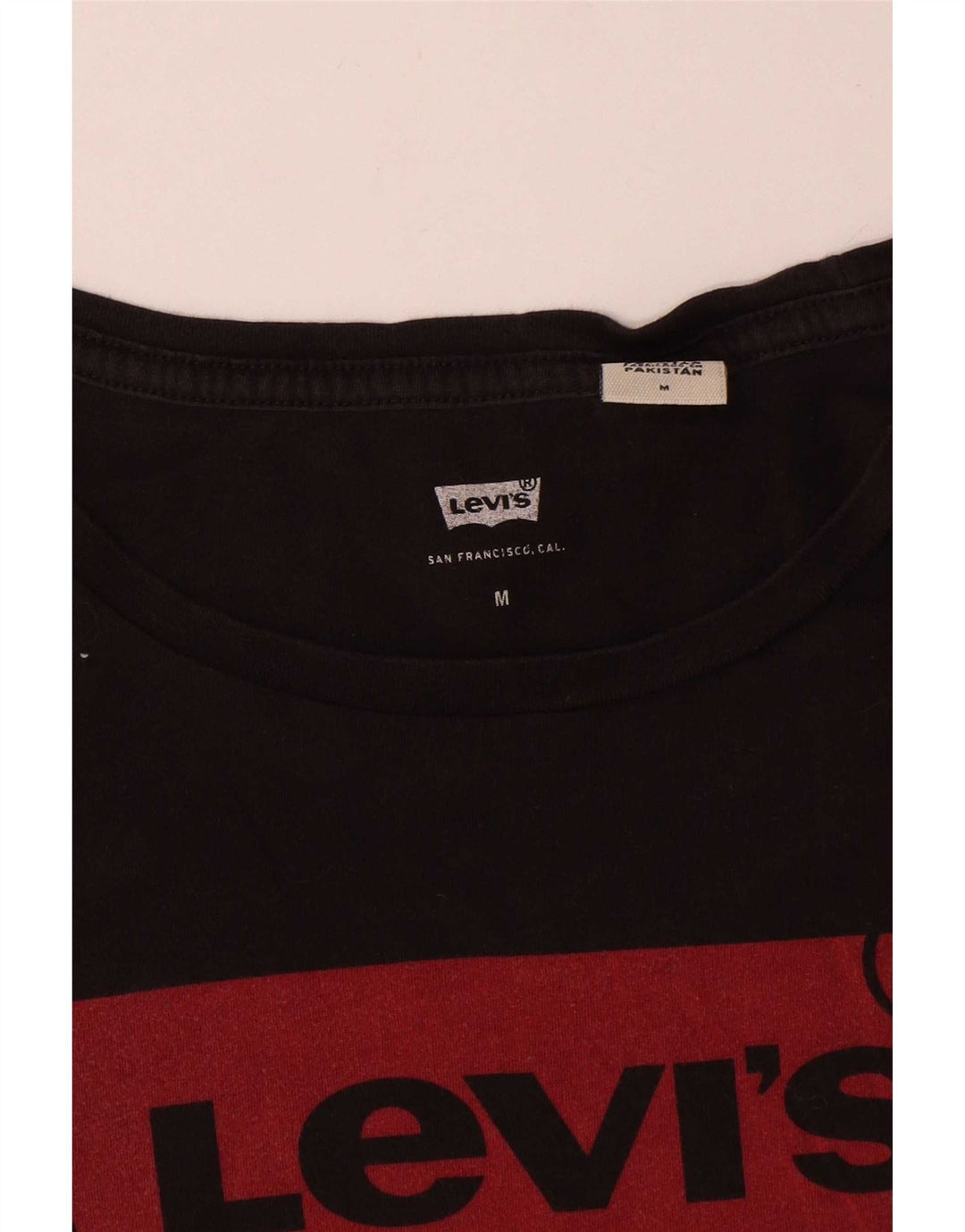 Camiseta feminina gráfica Levi's Top UK 12 algodão preto médio