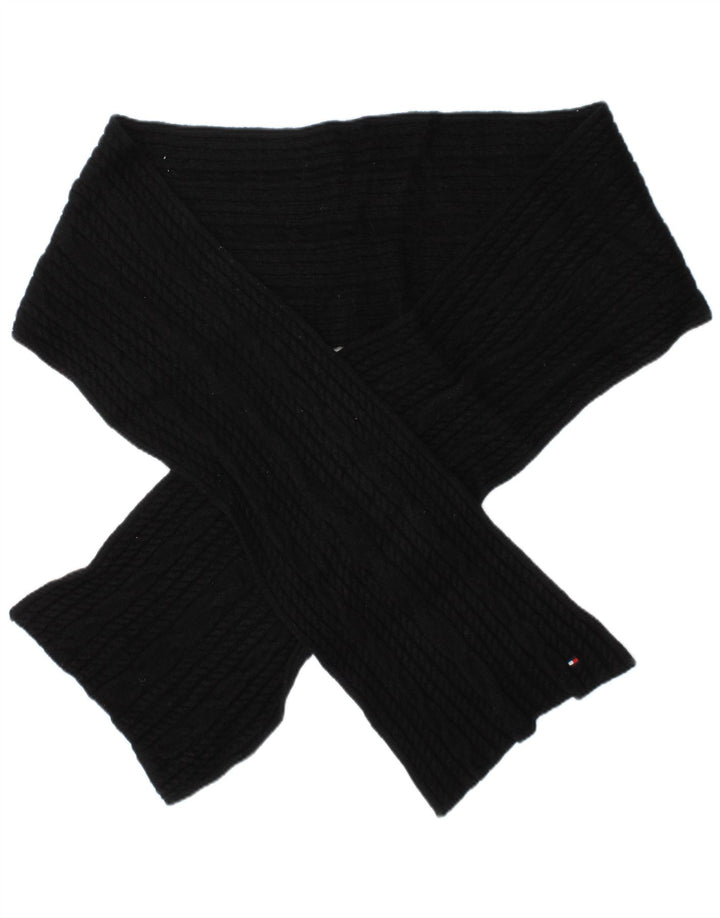 Cachecol feminino TOMMY HILFIGER de malha retangular tamanho único preto algodão clássico