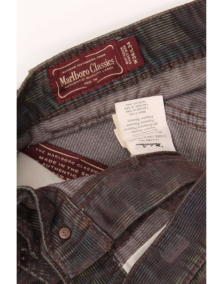 Calça masculina de veludo Marlboro Classics W34 L29 xadrez multicolorido