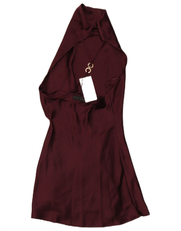 Vestido Halter Feminino Zara UK 10 Pequeno Poliéster Borgonha