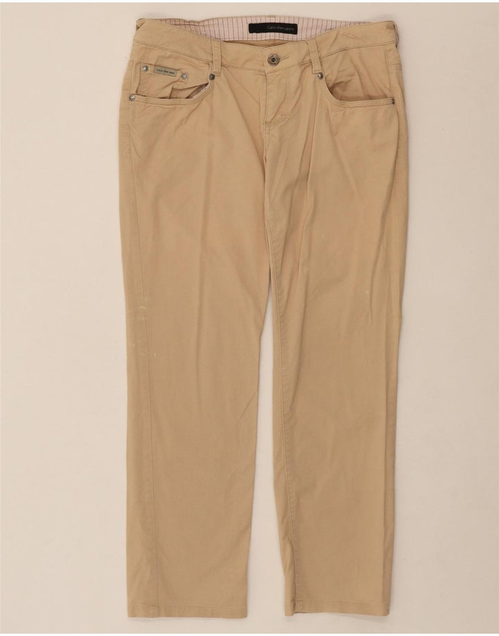 CALVIN KLEIN Womens Straight Casual Trousers W30 L26 Beige Cotton Vintage Calvin Klein and Second-Hand Calvin Klein from Messina Hembry 