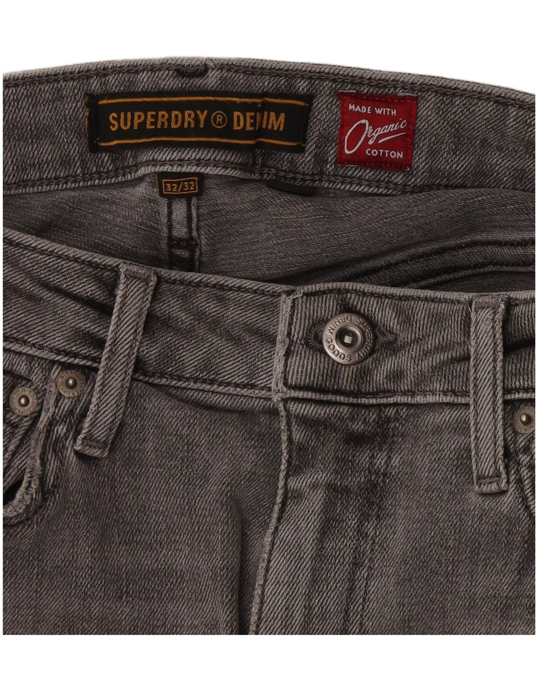 Jeans skinny masculino Superdry W32 L32 algodão cinza