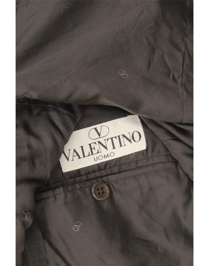 Jaqueta Blazer Masculina Valentino com 3 Botões IT 50 Lã Virgem Cinza Grande